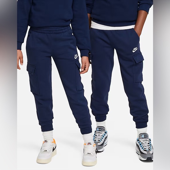 NEW Nike Sportswear Club Fleece Big Kids Large Cargo Pants - Navy (FD3012-410) - Picture 1 of 12